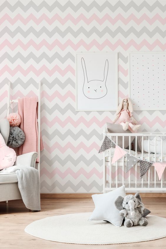 papel de parede quarto de bebe linhas sinuosas